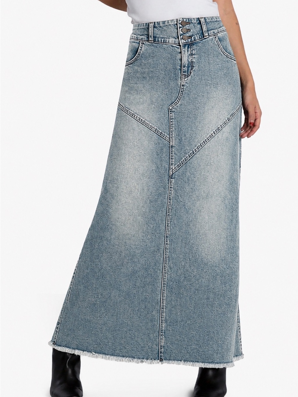 Wash Lab Denim Pieced Denim Maxi Skirt, size 29